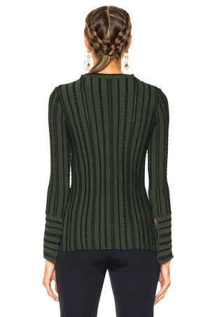 Fendi Embroidered Stitch Striped Sweater