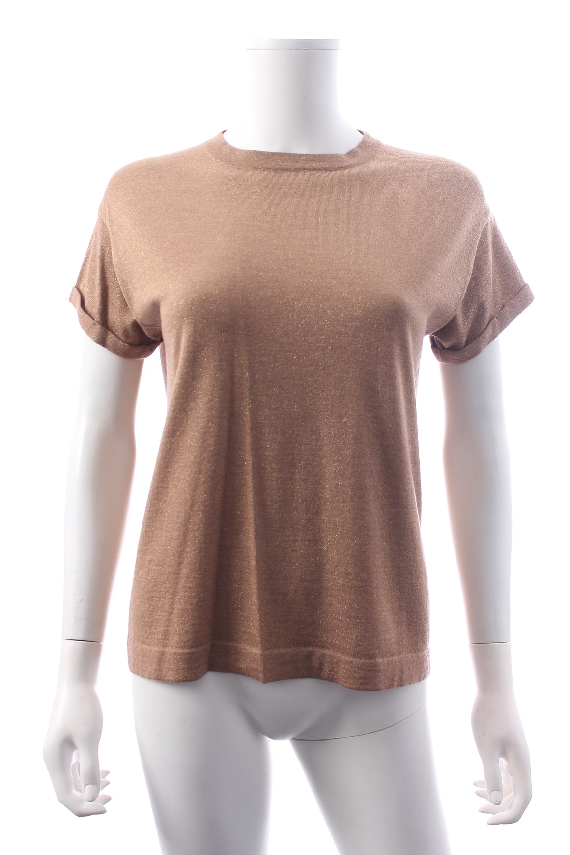Brunello Cucinelli Metallic Cashmere-Blend Knit T-Shirt