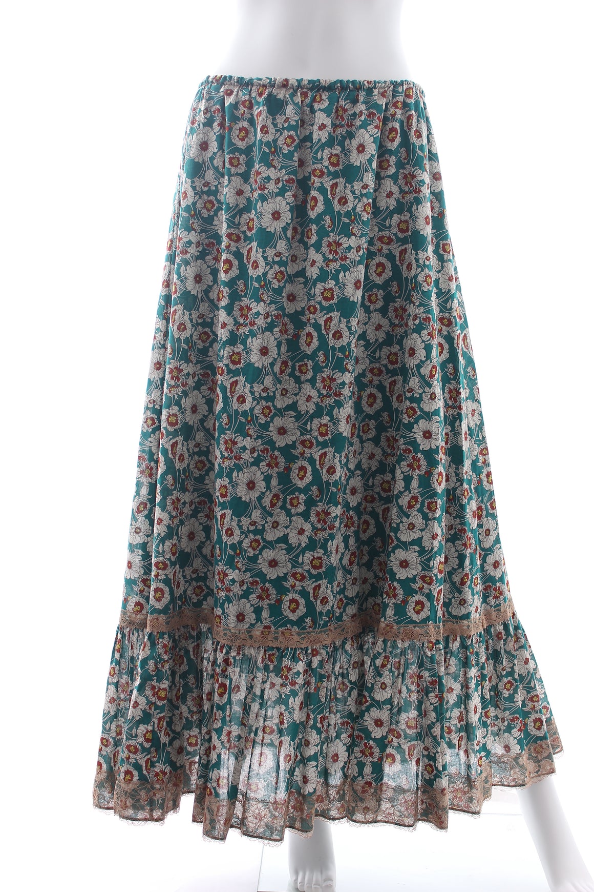 Gucci Lace-Trimmed Floral Printed Midi Skirt