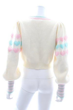 LoveShackFancy Buena Heart Intarsia Cotton-Blend Knitted Cropped Cardigan