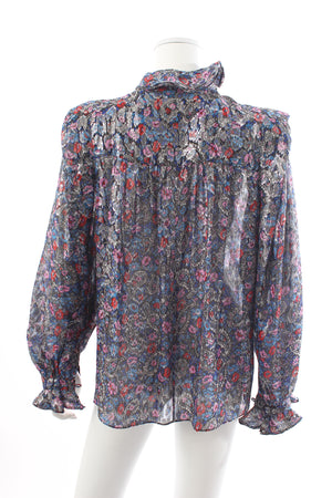 Isabel Marant Chandraya Silk Metallic Printed Blouse