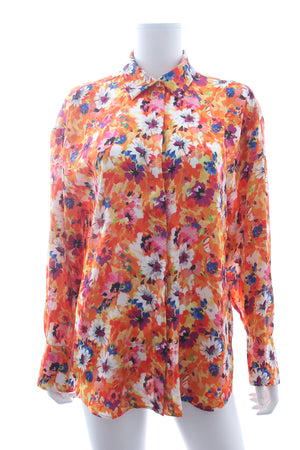 MSGM Floral Printed Oversized Crepe Shirt