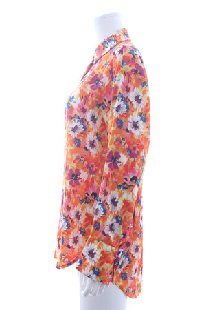 MSGM Floral Printed Oversized Crepe Shirt