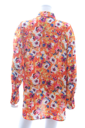 MSGM Floral Printed Oversized Crepe Shirt