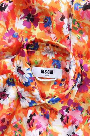 MSGM Floral Printed Oversized Crepe Shirt