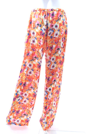 MSGM Floral Printed Crepe Trousers