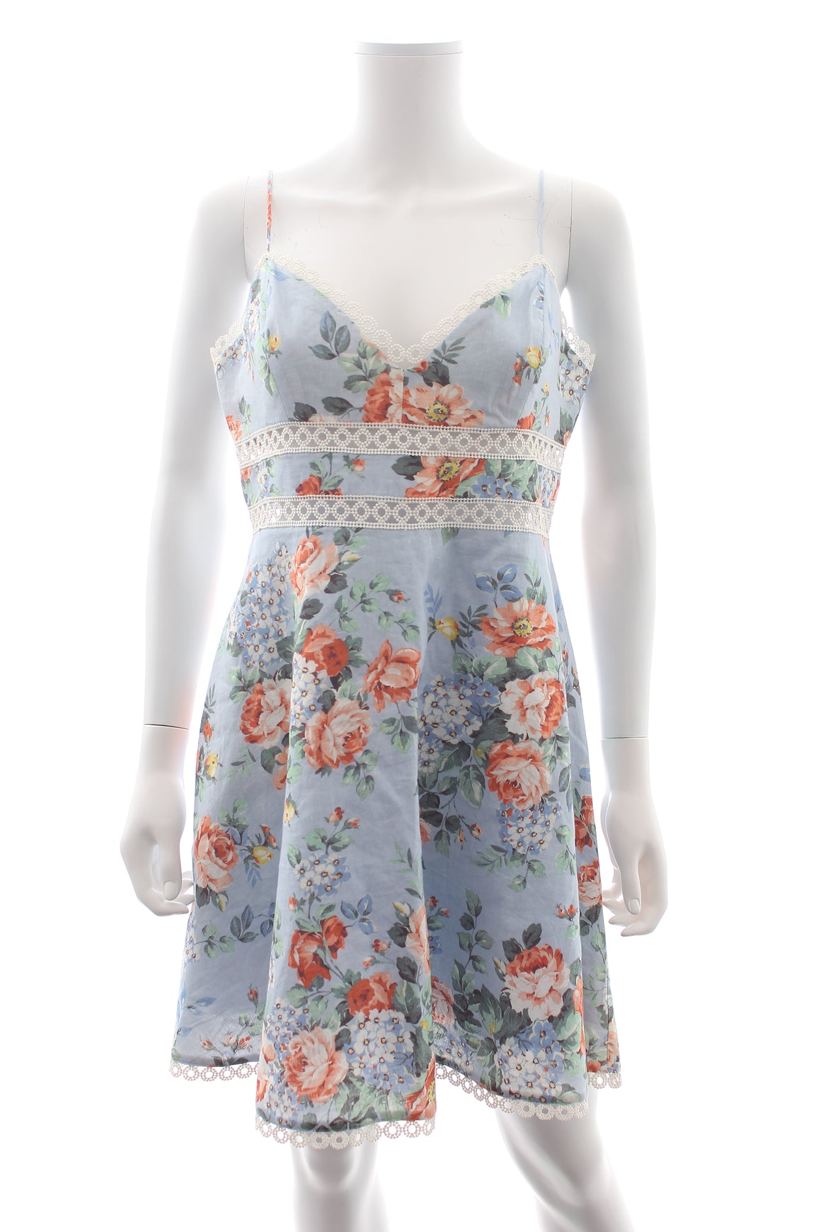 Zimmermann Embroidered Floral Printed Cotton Mini Dress