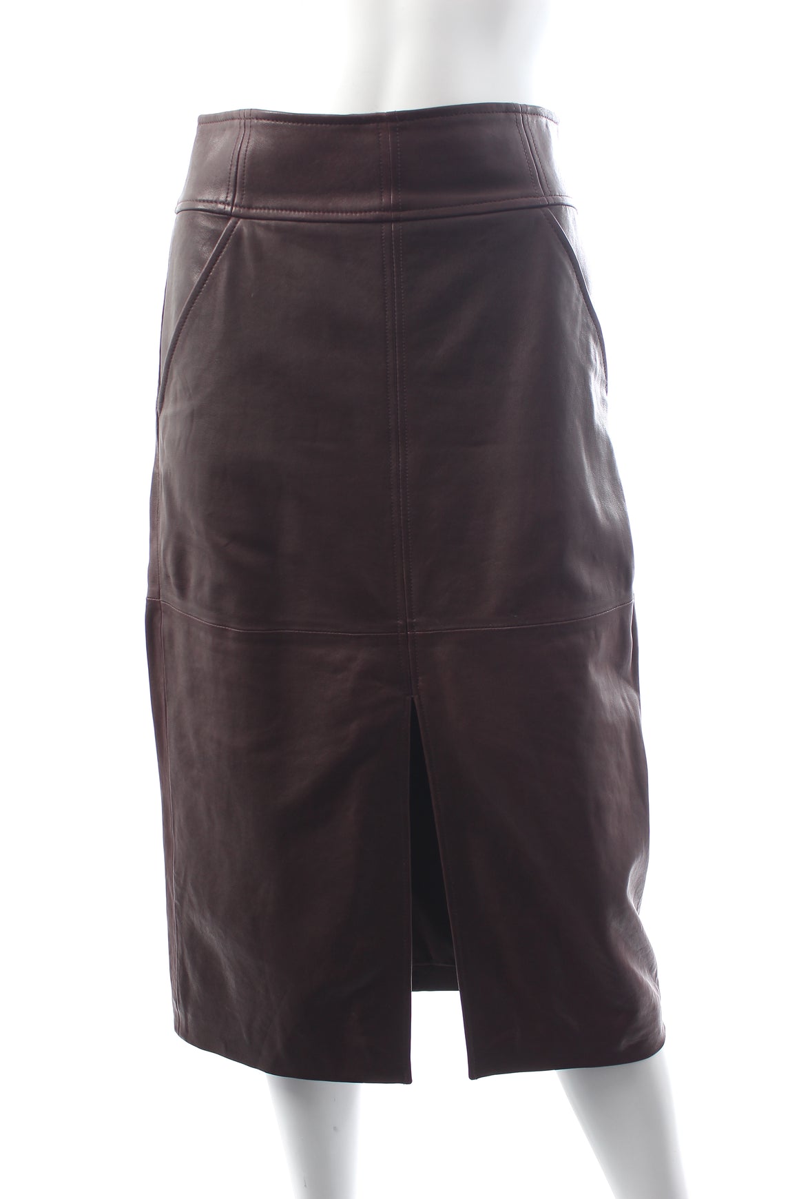 Veronica Beard Sorvino Leather Midi Skirt