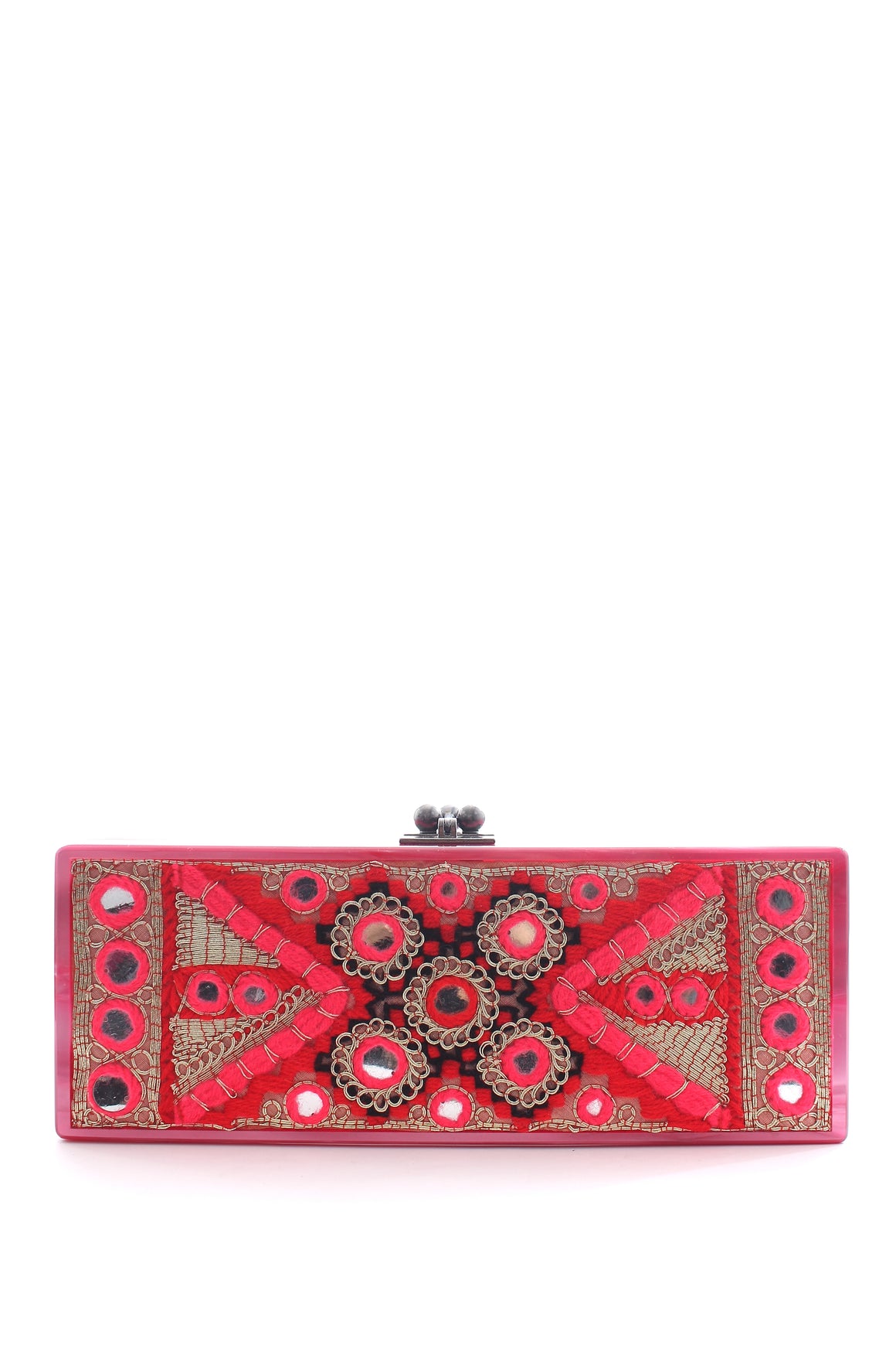 Edie Parker Textile-Embellished Acrylic Clutch Bag