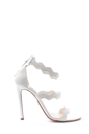 Prada Scalloped Strap Patent Leather Sandals