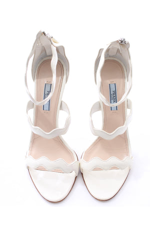 Prada Scalloped Strap Patent Leather Sandals