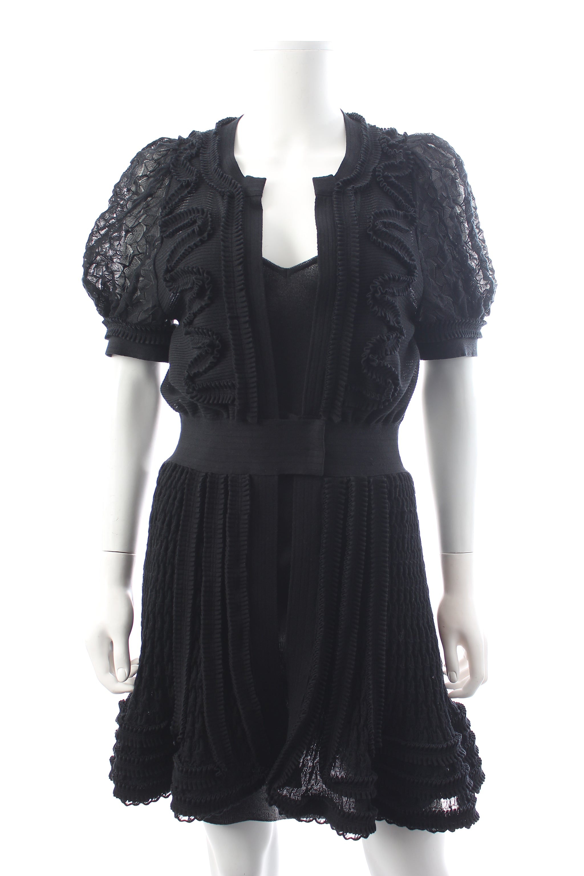 Chanel Ruffled Embroidered Lace Mini Dress