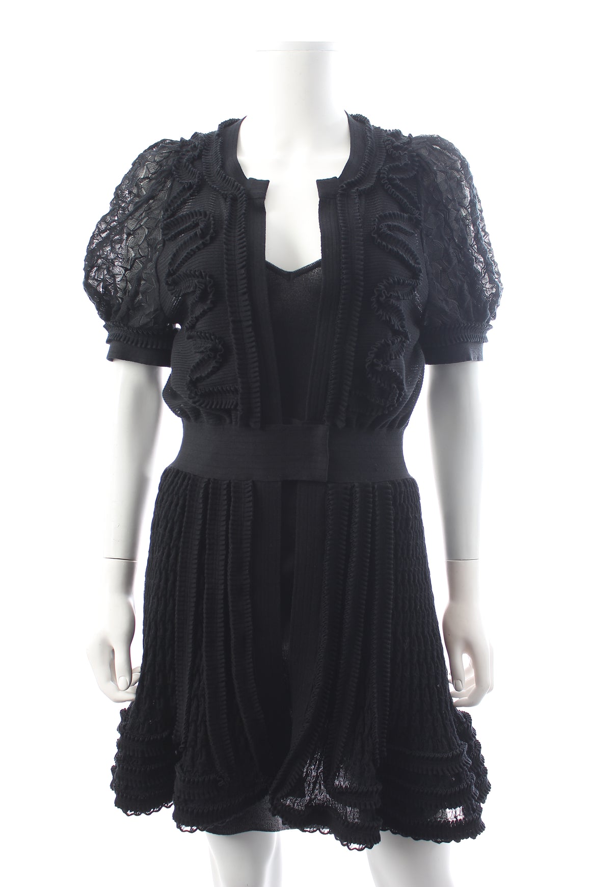 Chanel Ruffled Embroidered Lace Mini Dress