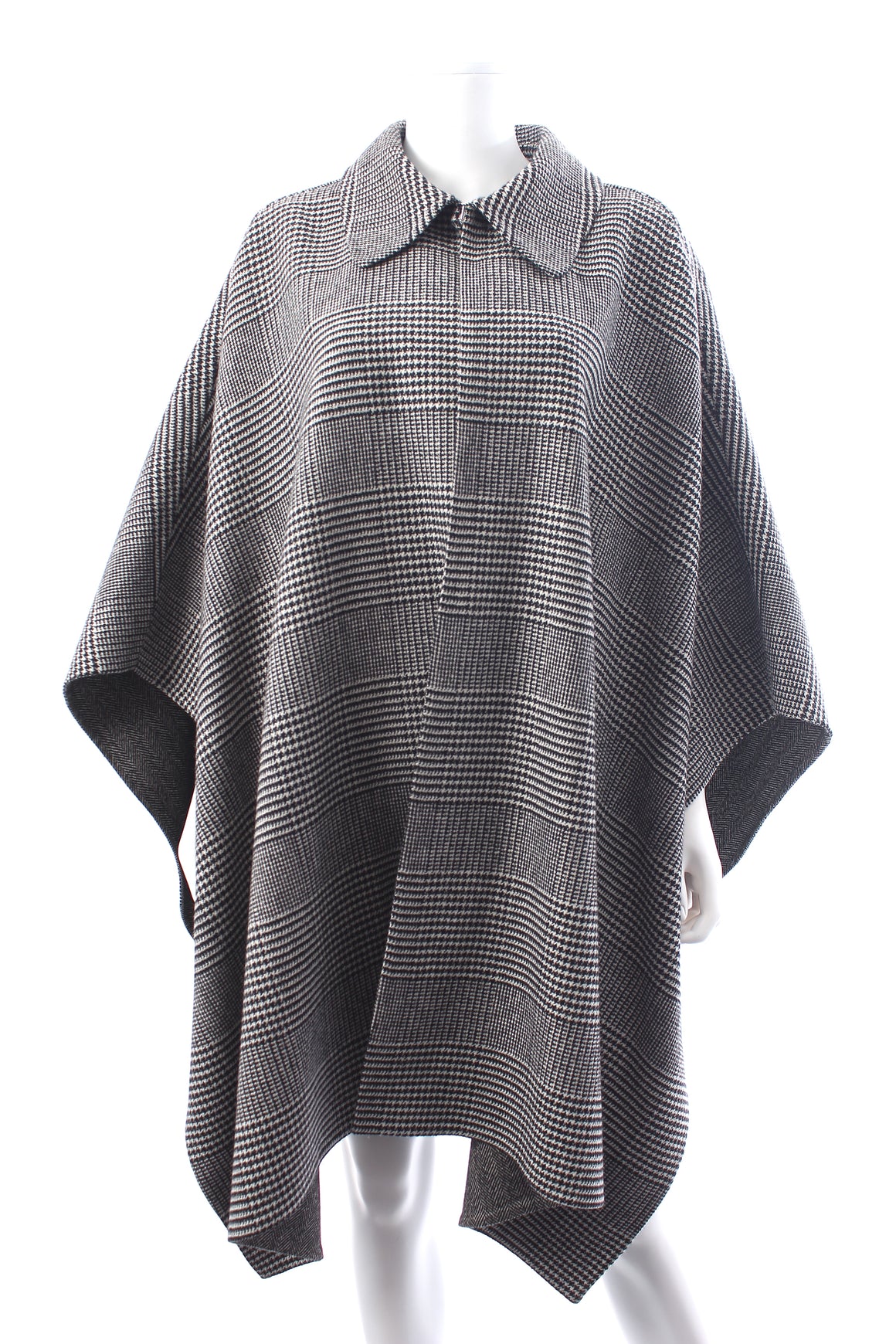 Ermanno Scervino Prince of Wales Check Wool-Blend Cape Coat