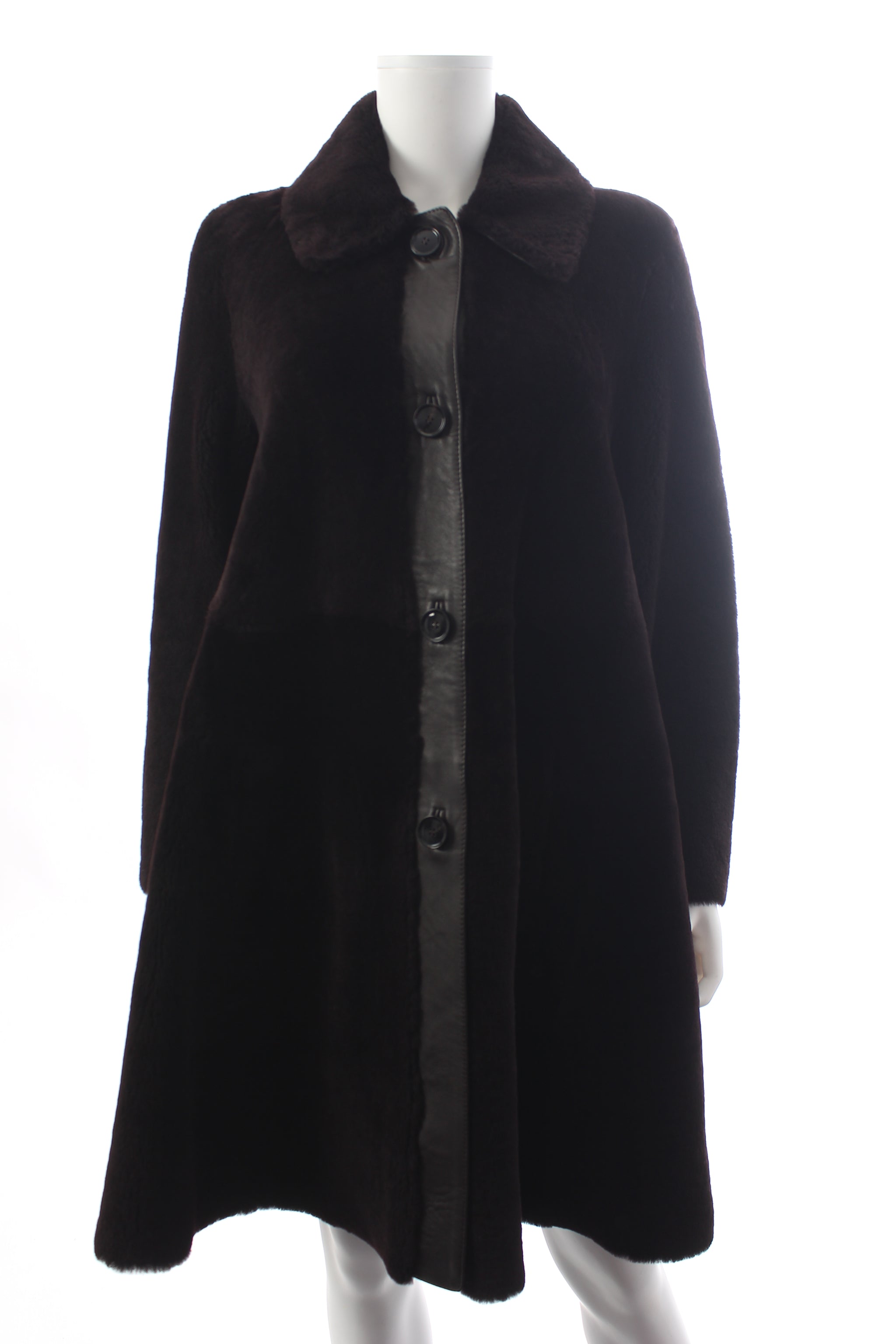 ME+EM Luxe Shearling Leather Mix Swing Coat - Current Season