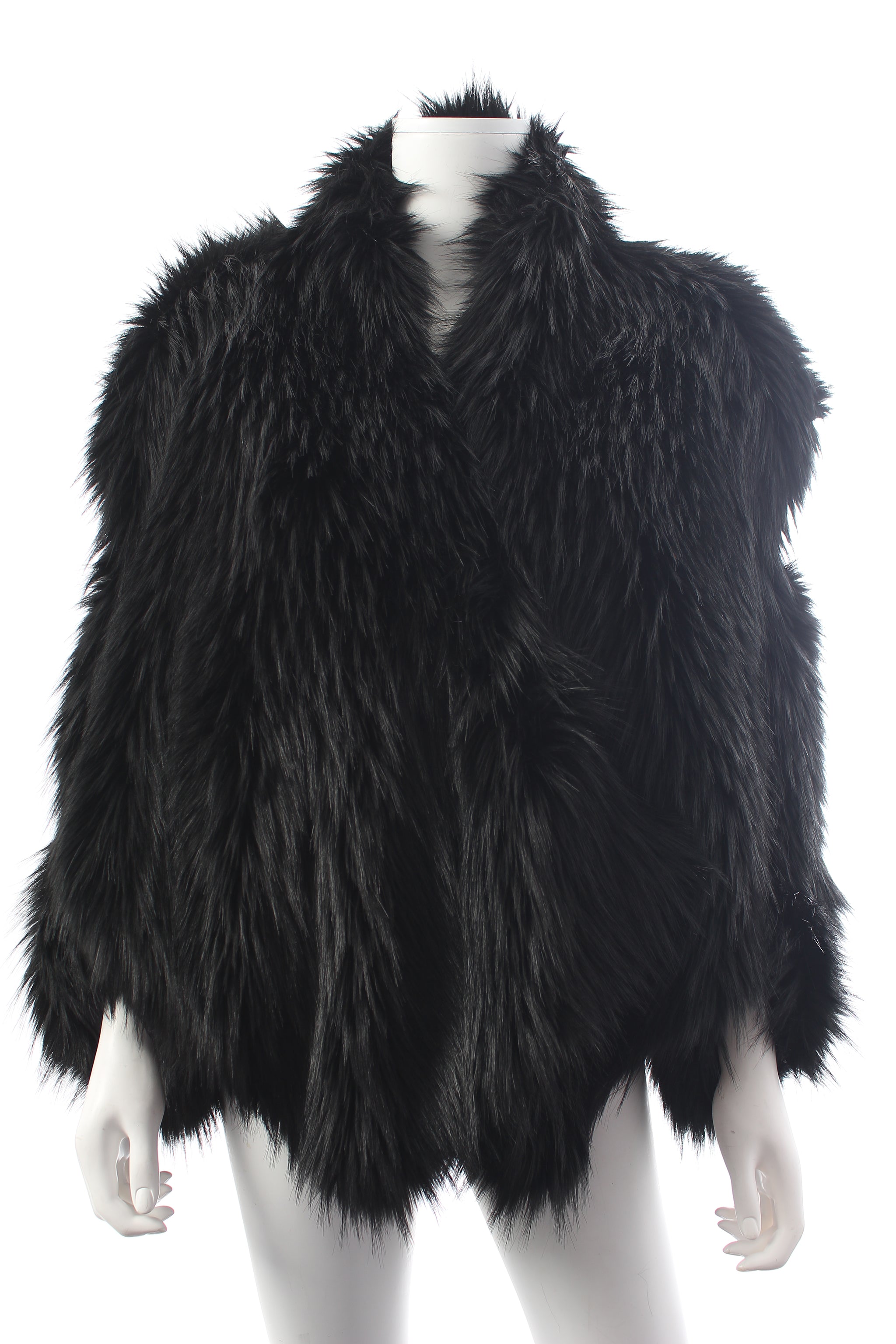 Chalayan Open Shoulder Faux Fur Jacket