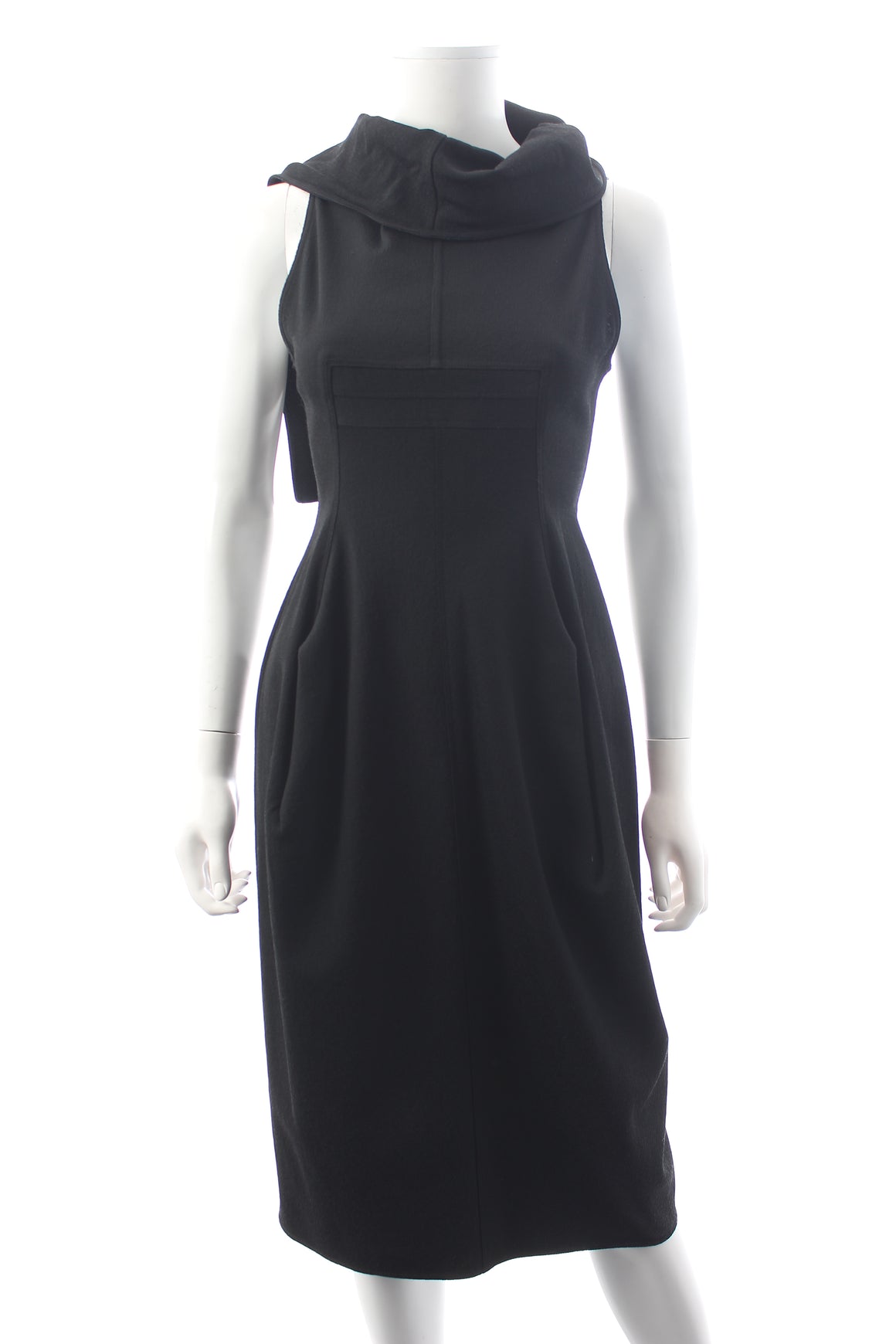 Rick Owens Faun Draped Neck Sleeveless Crepe Dress