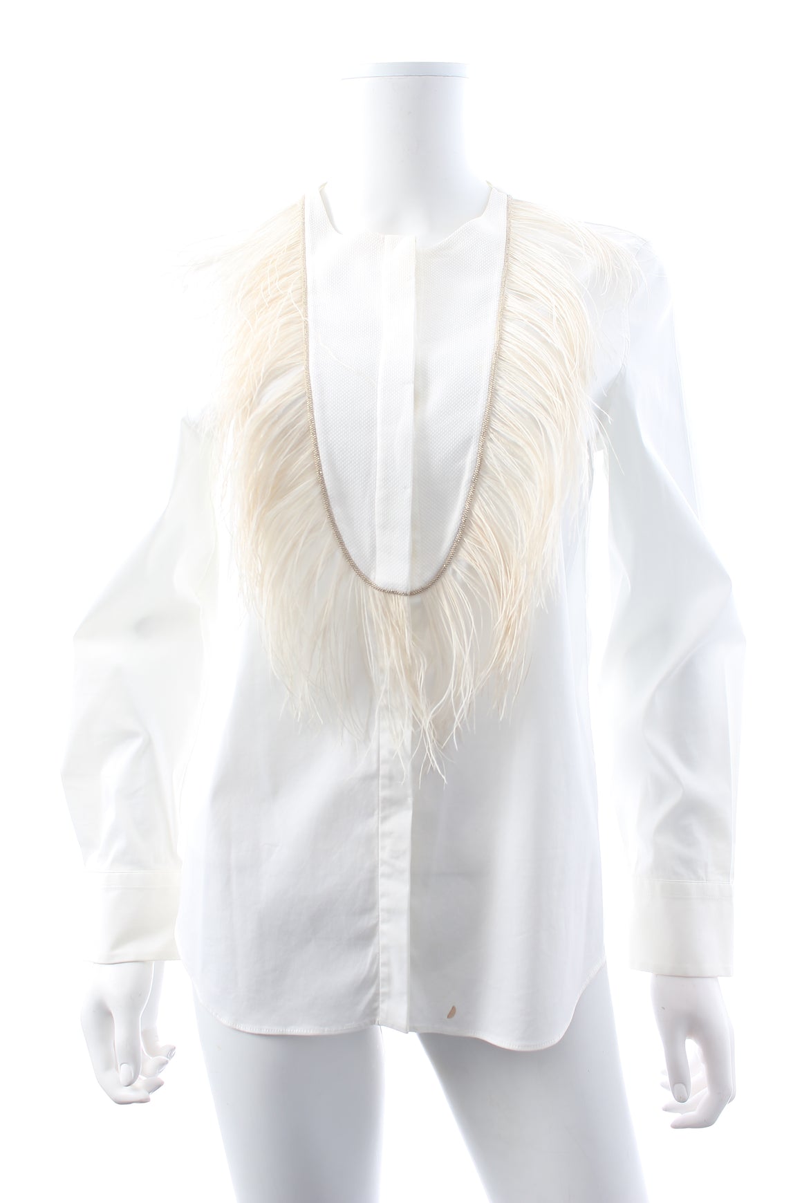 Brunello Cucinelli Feather-Trimmed Cotton Shirt