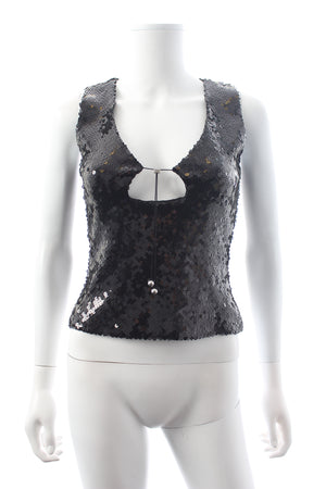 16Arlington Solaria Sequin Embellished Keyhole Neck Top