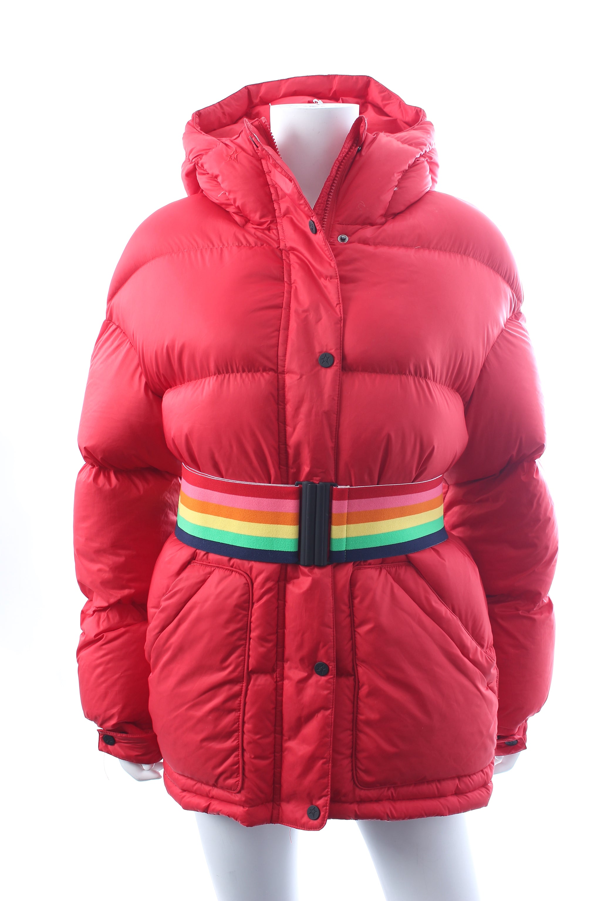 Perfect Moment Rainbow-Belt Down-Filled Ski Coat