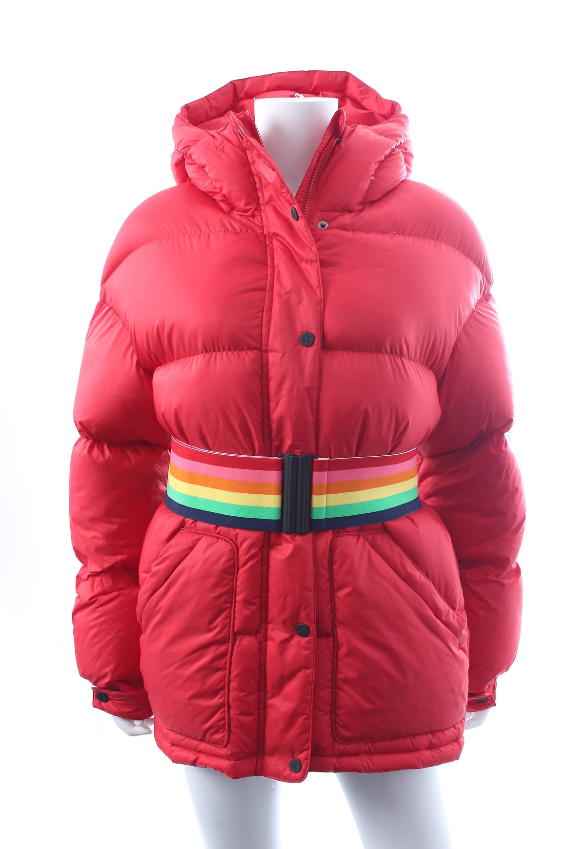 Perfect Moment Rainbow-Belt Down-Filled Ski Coat