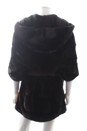 Yves Salomon Hooded Mink Fur Coat with Belt