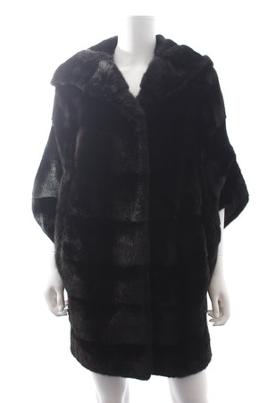 Yves Salomon Hooded Mink Fur Coat with Belt