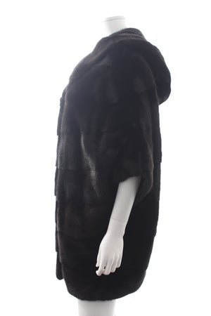 Yves Salomon Hooded Mink Fur Coat with Belt