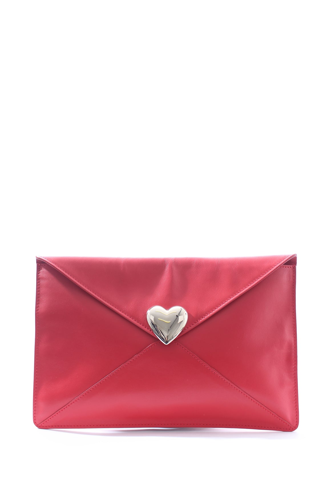 REDValentino Heart Leather Envelope Clutch Bag