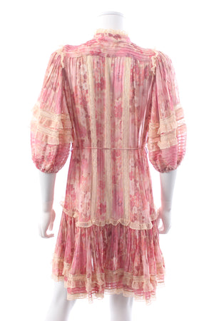 Zimmermann Concert Pintucked Lace-Trimmed Mini Dress