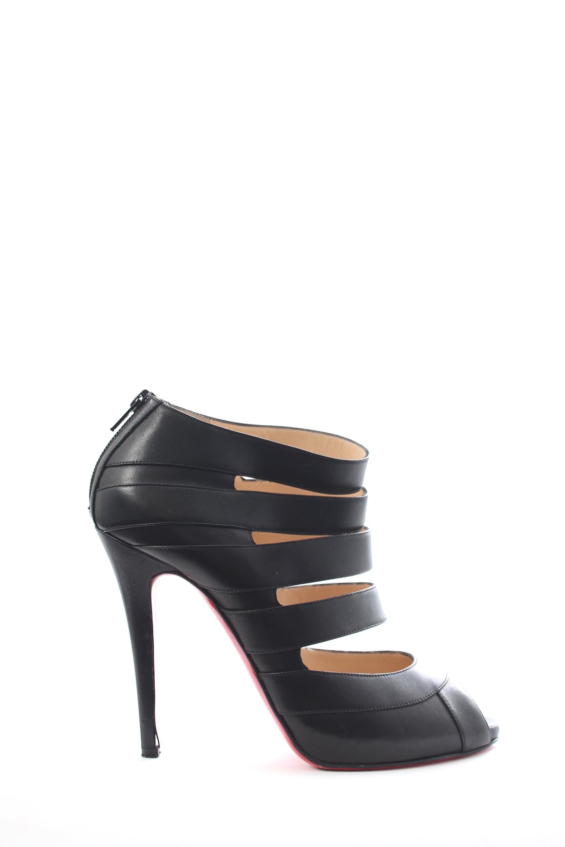 Christian Louboutin Cutout Open Toe Leather Boots
