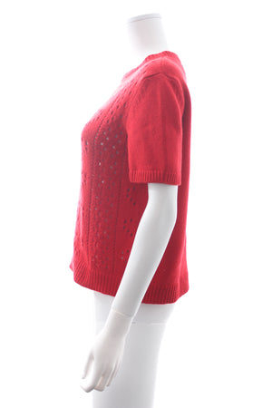 Miu Miu Heart Pointelle-Knit Cashmere Sweater