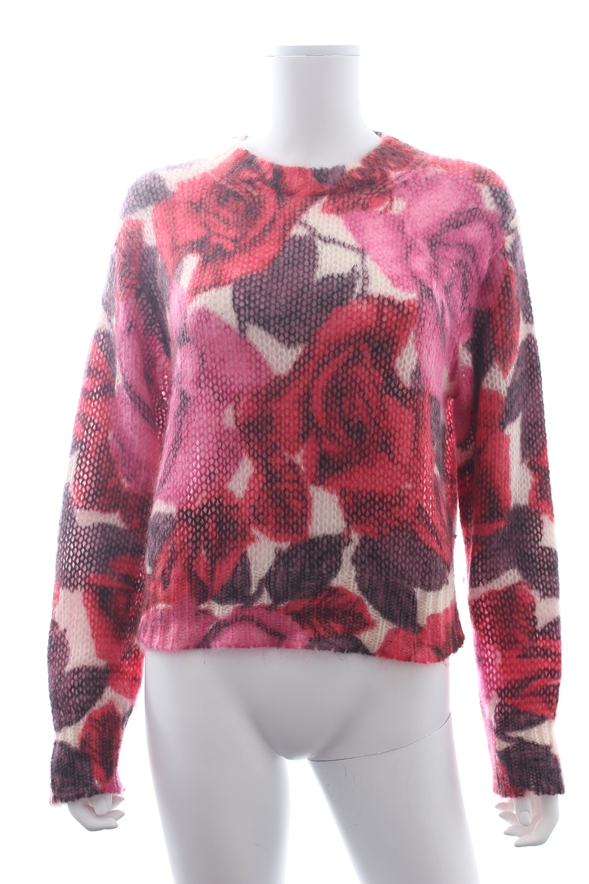 Prada Rose-Printed Mohair-Blend Sweater