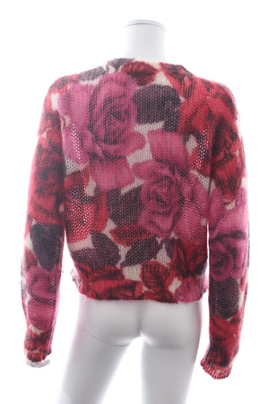 Prada Rose-Printed Mohair-Blend Sweater