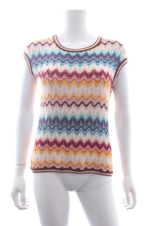 Missoni Short-Sleeved Crochet-Knit Top