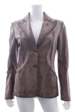 Miu Miu Distressed Leather Blazer