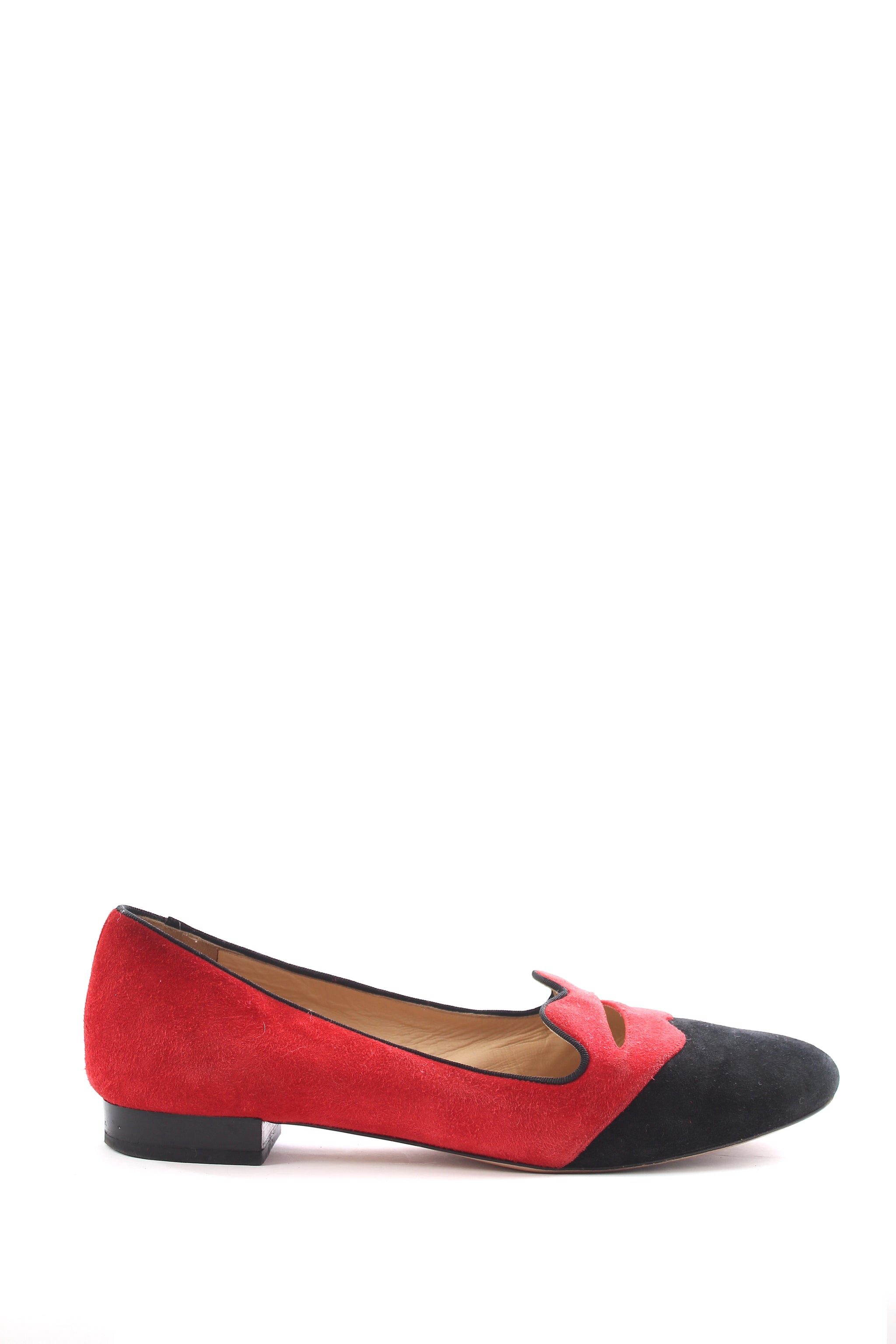 Charlotte Olympia Bisoux Lip Detail Suede Ballet Flats