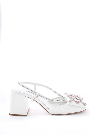 Miu Miu Crystal Embellished Patent Leather Pumps