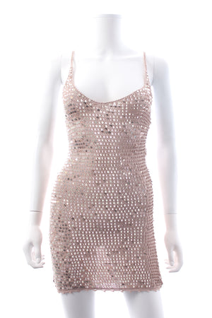 Retrofête Renata Sequin-Embellished Crochet-Knit Mini Dress