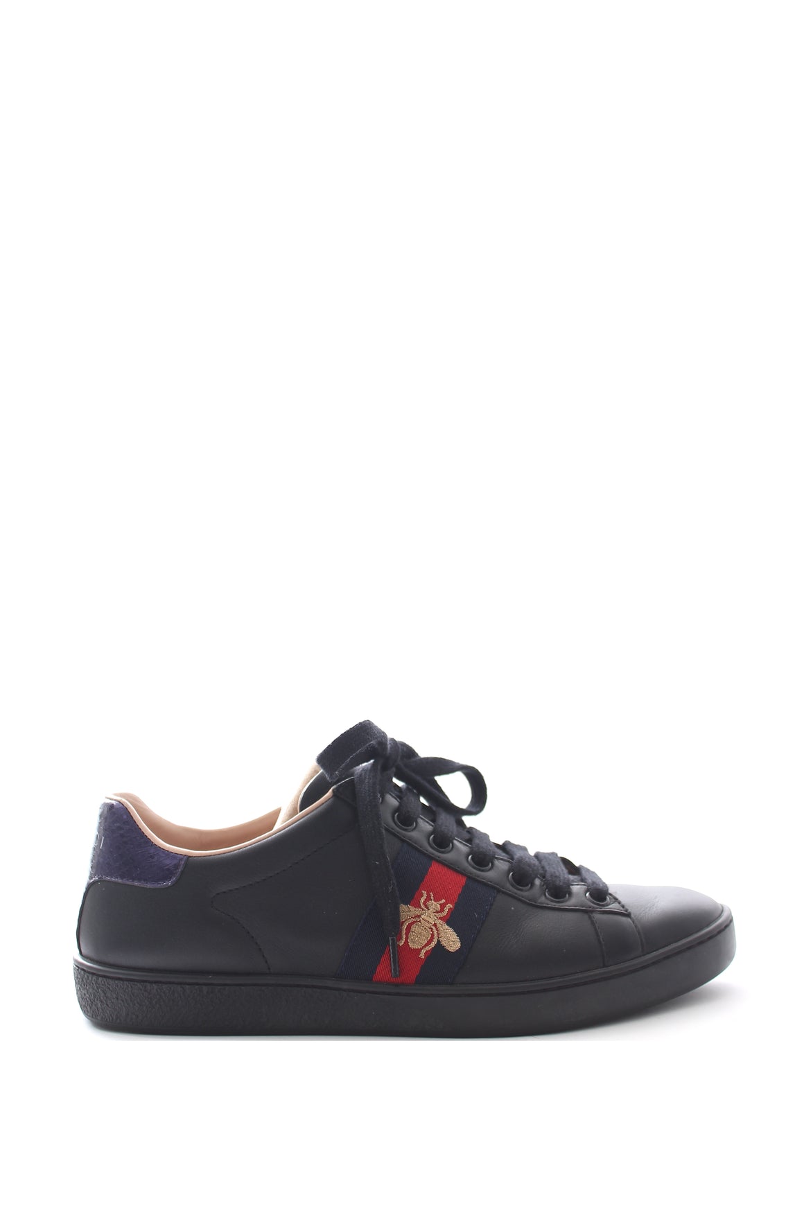 Gucci Ace Bee-Embroidered Low Top Leather Trainers