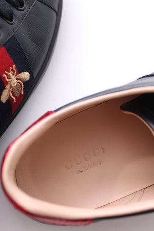 Gucci Ace Bee-Embroidered Low Top Leather Trainers