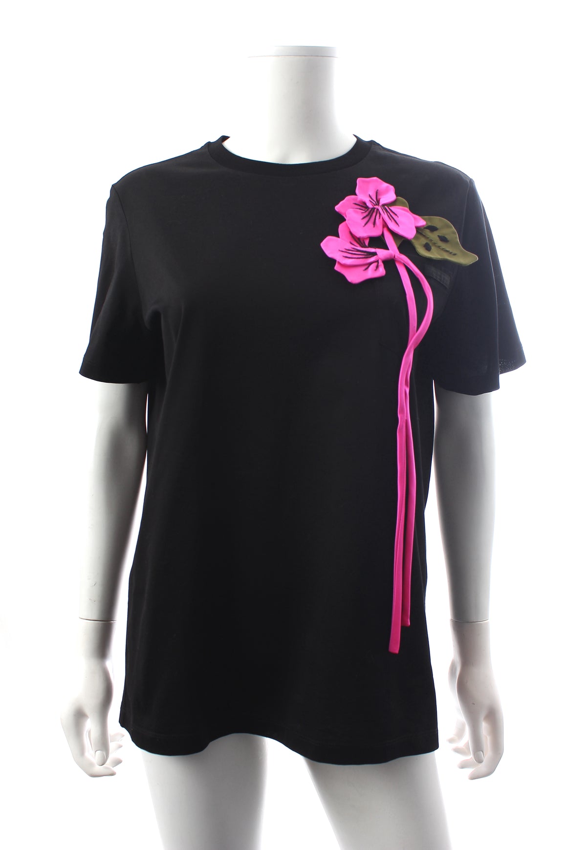Prada Floral-Appliqué Cotton T-Shirt