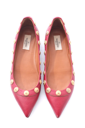Valentino Embellished Pointed Leather Ballet Flats