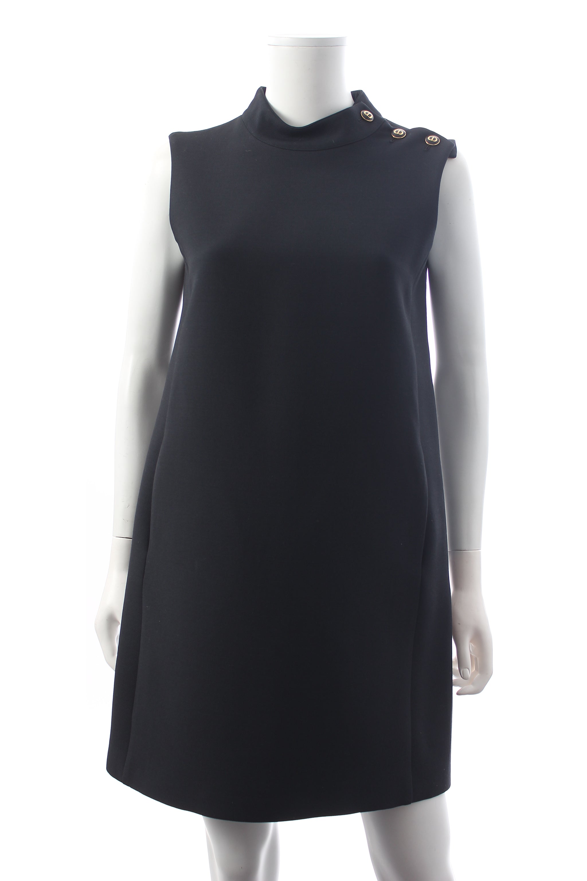 Dior Sleeveless Wool and Silk-Blend Dress with CD Buttons - Current Season