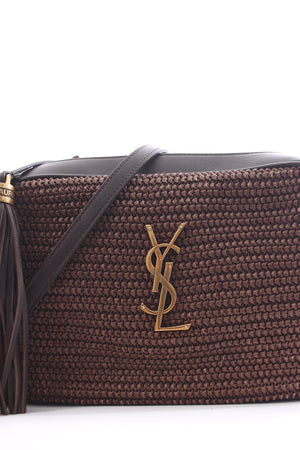 Saint Laurent Lou Leather and Raffia Crossbody Bag