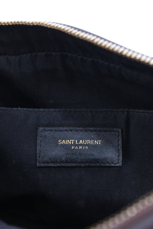 Saint Laurent Lou Leather and Raffia Crossbody Bag