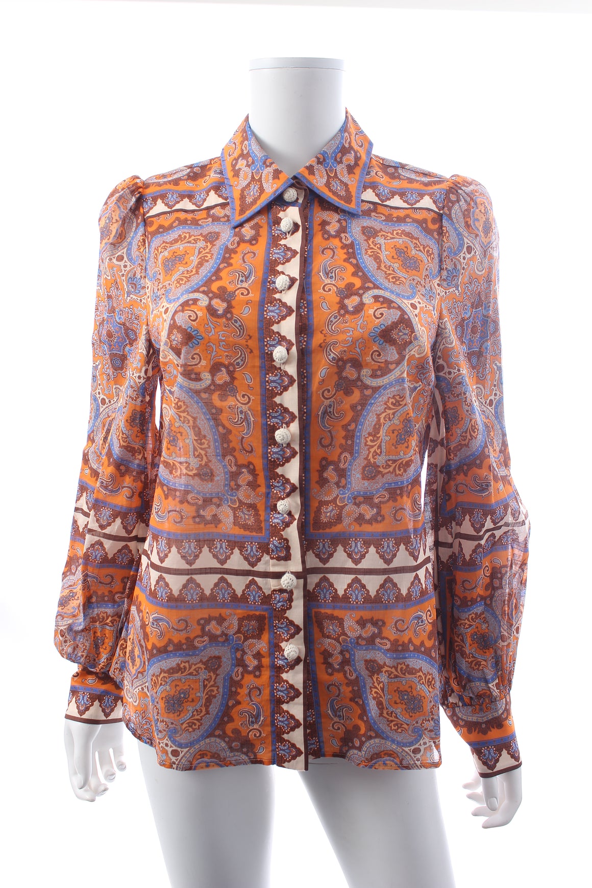 Zimmermann Halcyon Paisley Print Cotton Gauze Shirt