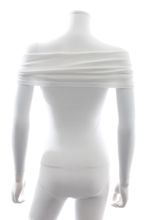 Alaïa Archetypes Foldover Off-the-shoulder Knit Bodysuit - Current Season