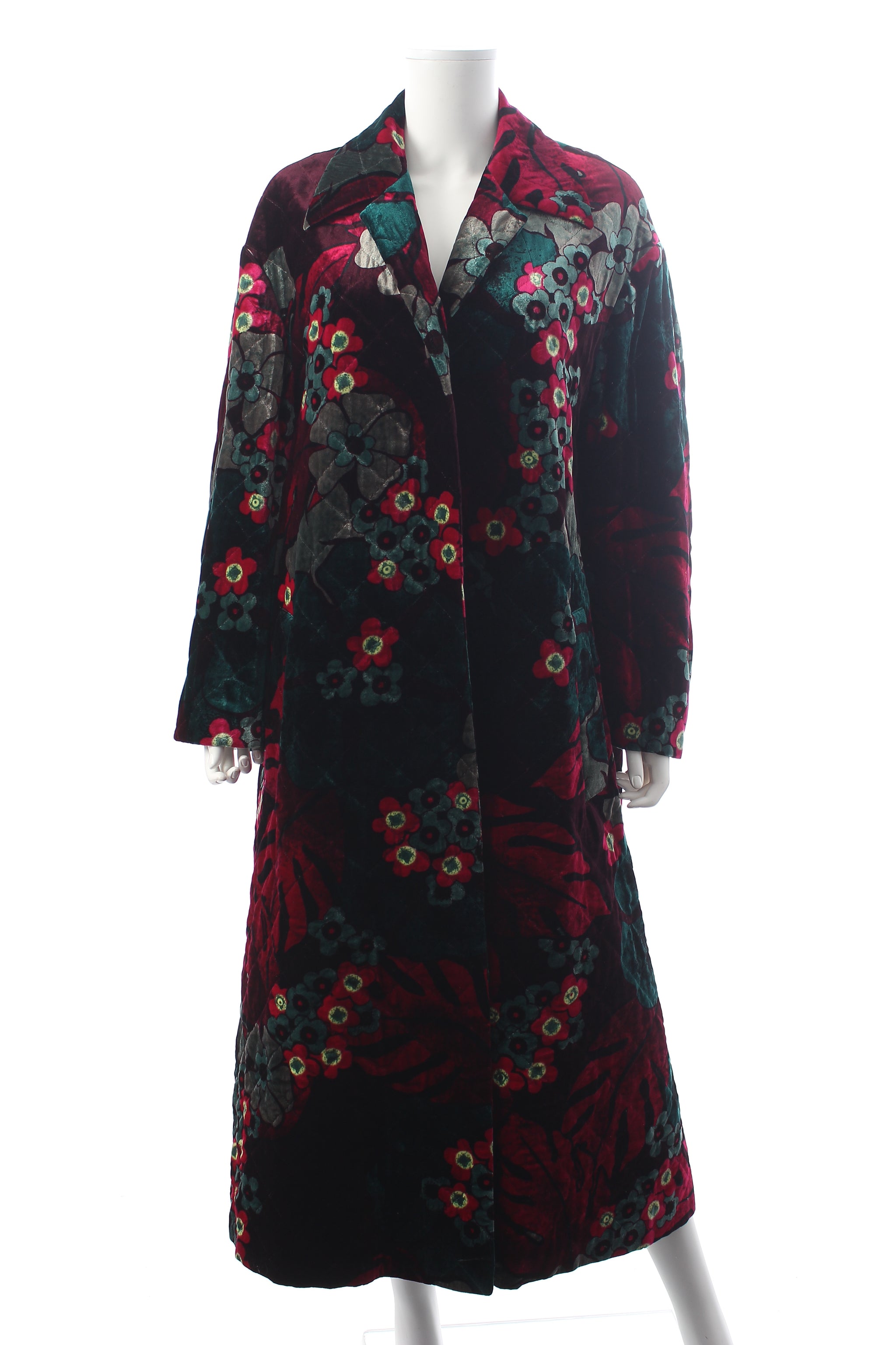 Dries Van Noten Rolta Quilted Velvet Floral Printed Coat - Fall '20 Runway Collection