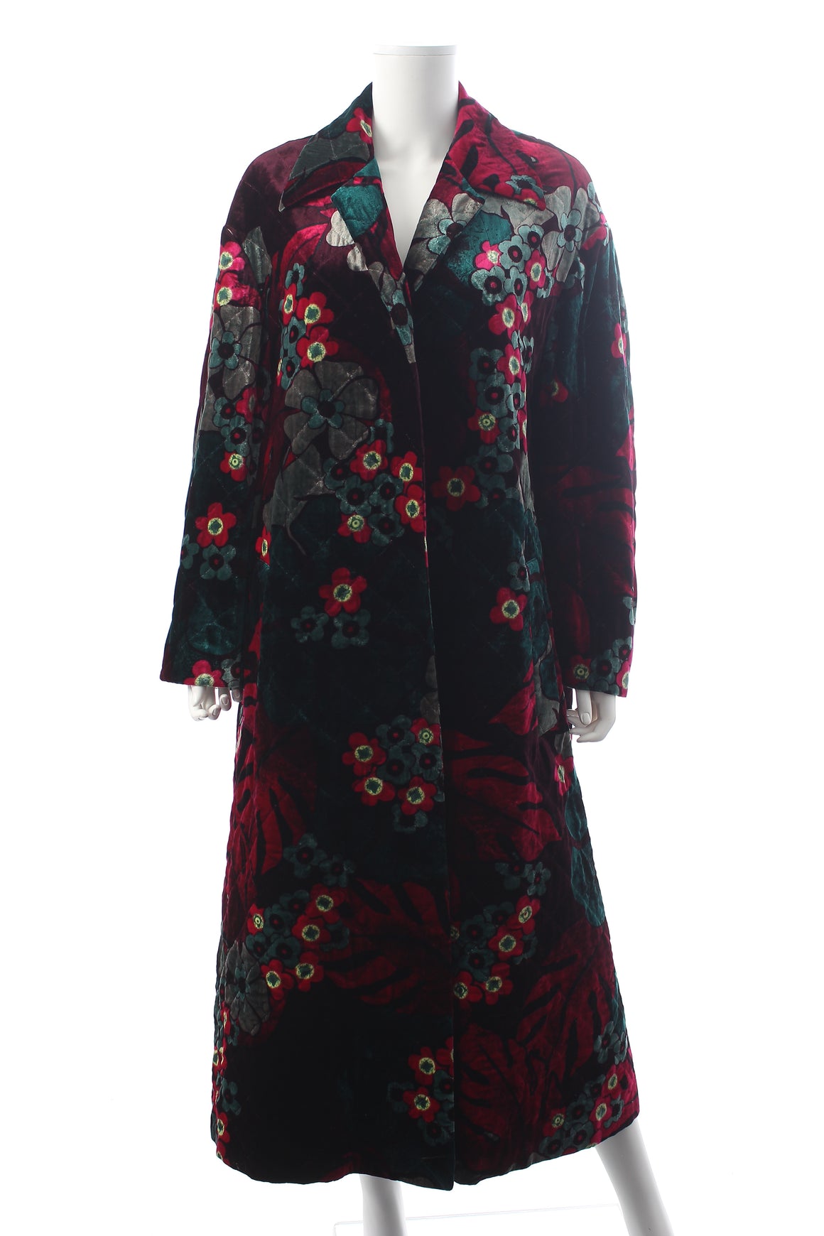 Dries Van Noten Rolta Quilted Velvet Floral Printed Coat - Fall '20 Runway Collection